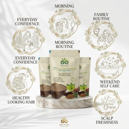 Image of Natural Hair Wash Powder - Family Ritual (Pack of 3, 600 g) | Amla, Reetha, Shikakai, Methi & Rosemary | Helps Reduce Hair Fall & Dandruff | Sulphate-Free Hair Cleanser for Stronger, Healthier Looking Hair