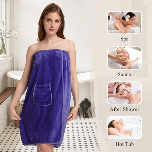 Image of PJGGZ Towel Wrap for Women, Three Adjust Clasps Closure Bath Wraps After Shower Spa Sauna Bathrobe(Available in Plus Size)