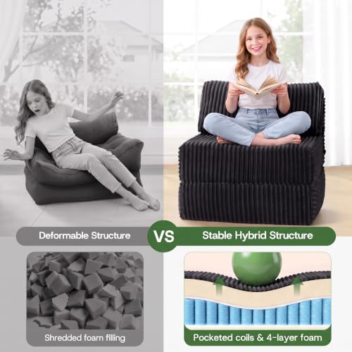 Image of Folding Sofa Bed Convertible 4 in 1 Sleeper Chair Black Single