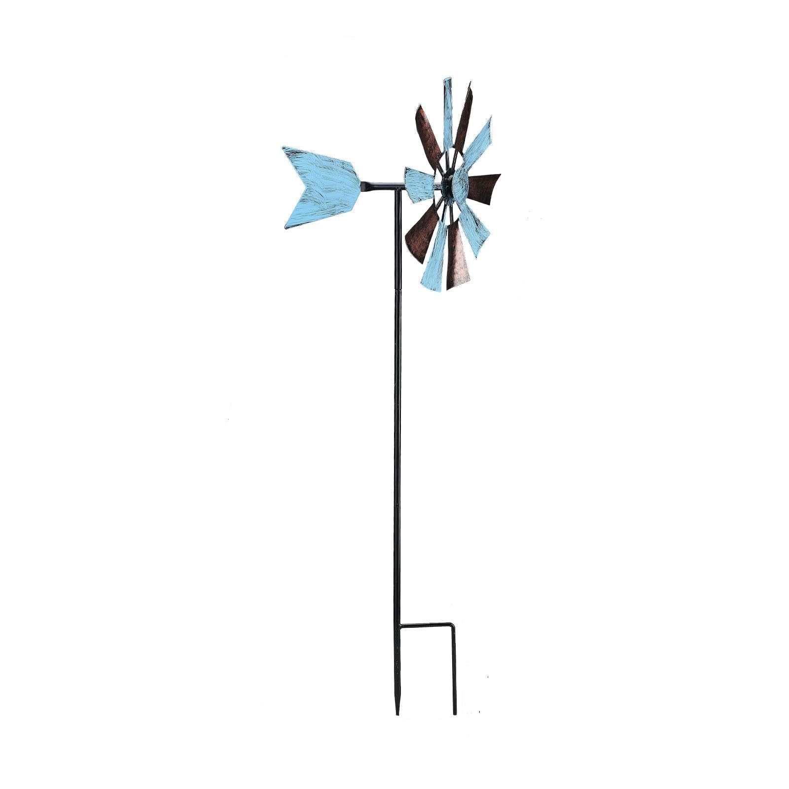 EHOTER 29inch Flower Wind Spinner Stake Rainbow Metal Windmill Garden Decoration Wind Spinner with Garden Stake Outdoor Wind Sculpture for Garden Lawn Decoration (Retro Orchid)