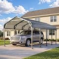 Aoxun 12x20 Metal Carport, Heavy Duty Car Garage with Galvanized Roof, Reinforced Frame, Car Tent Garage Shelter for Car, Pickup, Truck, Boat