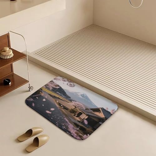 Alfombras de baño para ducha y bañera con estampado floral de cerezo 7