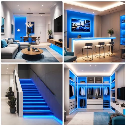 Image of 6.56FT /2M Blue COB LED Strip Light, USB Powered Cuttable LED Tape Lights, 640 LEDs High Bright CRI93+ Flexible Dimmable Lights for Bedroom TV Backlight Cabinet Decor