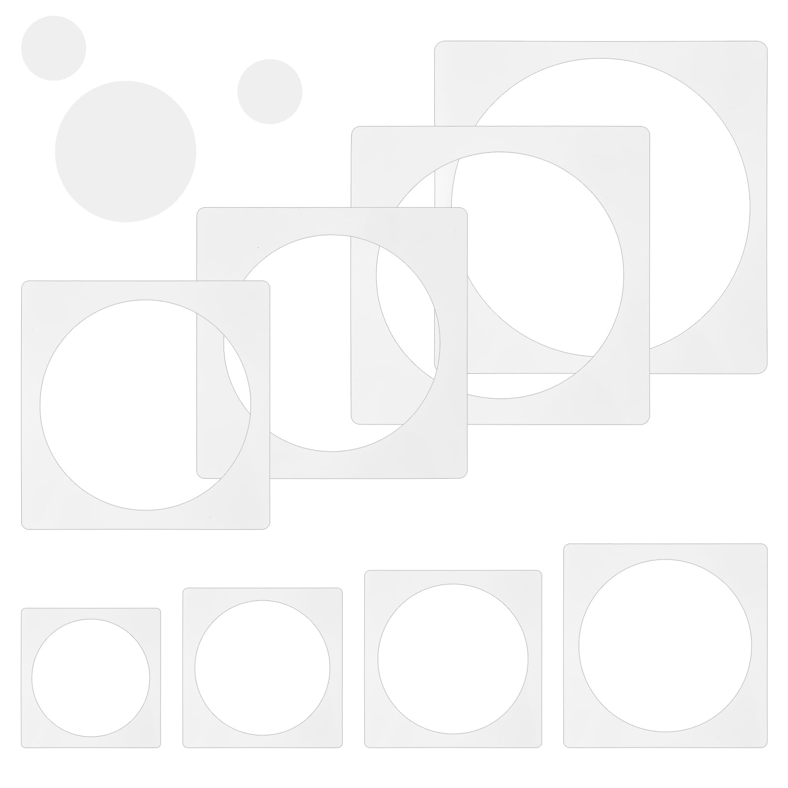 8 PCS Large Circle Stencil, Reusable Plastic Circle Template for Drawing, Large Round Maker Drawing Tools for Painting and Spraying on Walls or Wood Artists and DIY Projects (8 Sizes Circle Stencils)