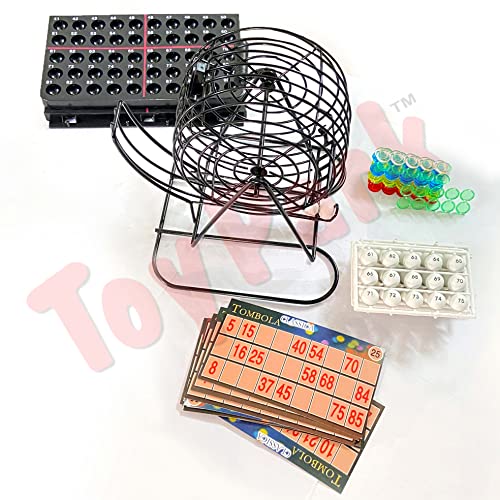 Image of Toy Park Black & White Classic Tambola Housie Game Indoor Family Fun Game Bingo Roller Balls Tombola Deluxe Number Board Set, Party Games for Kids & Adults