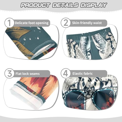 Toddler Girls Leggings Printed Yoga Pants Leggings Wild Cat Exotic Flower for Kids3