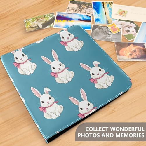 Álbum de fotos autoadhesivo DIY Scrapbook Álbum Conejo Blanco con Lazo 3 Anillos Photo Book 40 páginas 8x10 para recuerdos miniatura 5