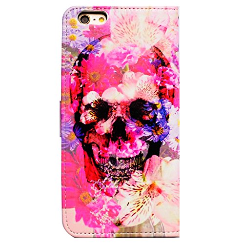 Iphone 6S Plus Case,Iphone 6 Plus Case, Bfun Packing Bcov Skull Flower Style Leather Wallet Cover Case For Iphone 6 Plus/6S Plus #TOP2