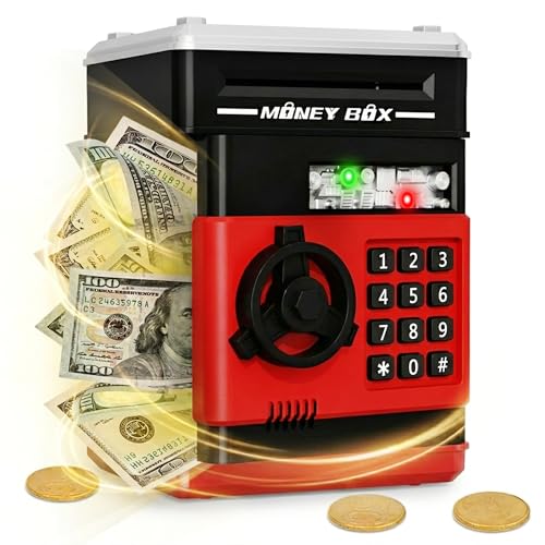 Image of Refasy Piggy Bank Cash Coin Can ATM Bank Electronic Coin Money Bank for Kids Age 3-12, Money Savings Box Mini ATM Coin Bank Toys Gifts for 3 4 5 6 7 8 9 10 11 12 Year Old Boys Girls