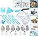 Joiedomi 51 Pieces Cake Icing and Decorating Kit Including 12 Stainless Steel Icing Tips, 25 Disposable Decorating Bags, Tri Color Coupler, Icing Spatulas, Icing Smoother, Cupcake Corer and More