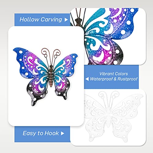 Dreamskip 3 Pack Metal Butterfly Wall Decor, Colorful Metal Butterfly Outdoor Wall Art, Hand-Made Outdoor Wall Decor For Garden, Patio, Fence, Yard #TOP1