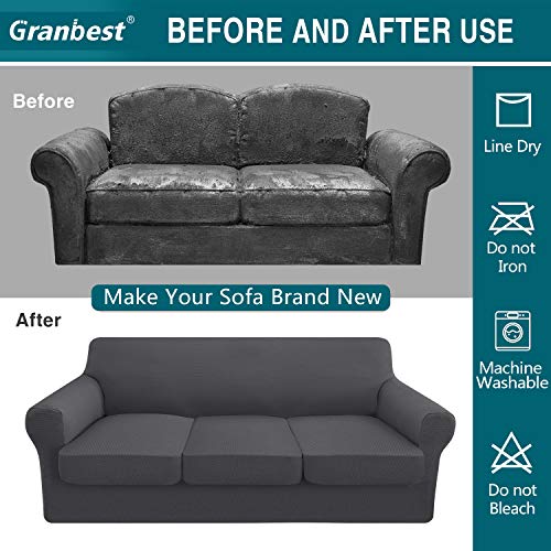 image for Granbest 4 Piece High Stretch Couch Covers for 3 Cushion Couch Thick P