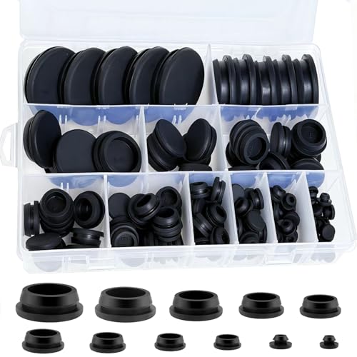 130Pcs 11 Sizes Rubber Plugs for Round Holes,1-1/2',1-1/4',1',13/16',3/4',5/8',1/2',3/8',5/16', 1/4',1/5' Silicone Rubber Hole Plugs for Sealing Round Holes in Industrial, Automotive & Furniture