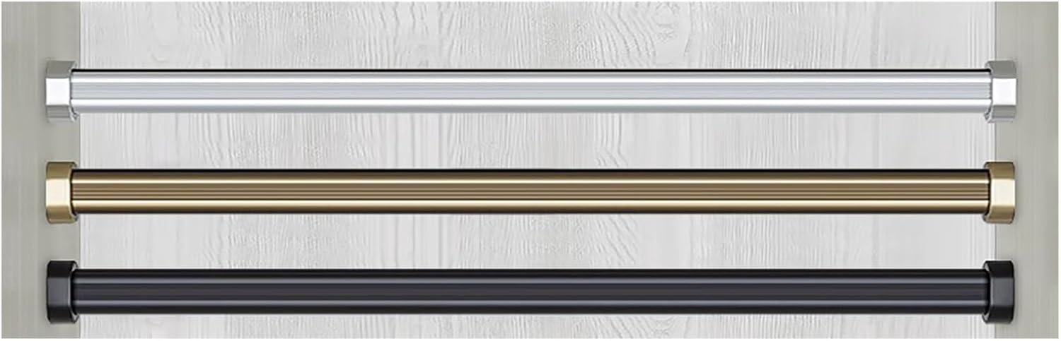 YLLFFLL Black Silver Closet Rods for Hanging Clothes Heavy Duty, 2mm Thick Wall Mounted Metal Closet Pole/Bars with End Sockets, Replacement Detachable Closet Rod(Silver,44in/111.8cm)