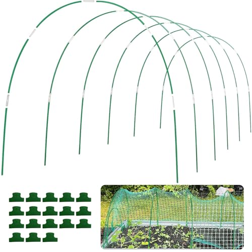 BOTINDO Garden Hoops for Raised Beds 36Pcs, 6 Sets of 8FT Long Greenhouse Hoops Grow Tunnel Rust-Free Fiberglass Support Hoops Frame for Garden Netting Fabric Shade Cloth Row Cover (36 PCS)