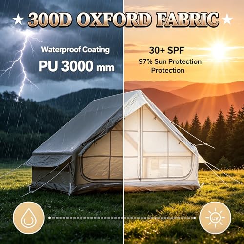 Carpa inflable para 4 personas con bomba y ventanas de malla miniatura 3