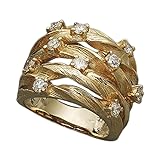 Yarrzhen Twisted Vine Ring Promise Ring for Women Fashionable Yellow Gold Color Wide Multi Ring Accessories Stars Zirconia Bird's Nest Ring Wedding Ring Size 6-10 8