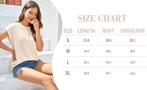 image for Saodimallsu Women's Crew Neck Knit Sweater Vest Summer Cute Cap Sleeve