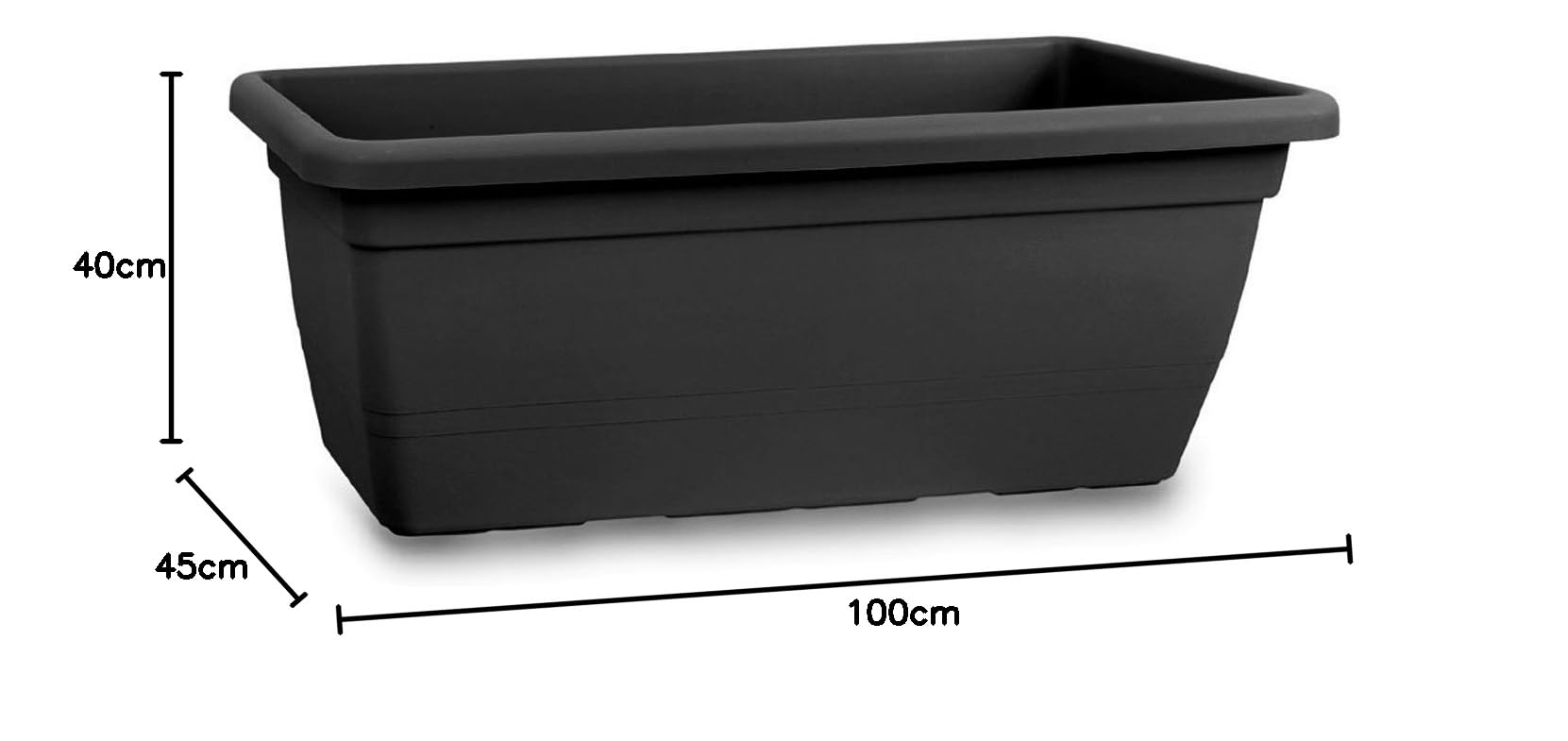 Veca anthea fioriera 100 cm antracite rettangolare giardino