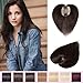 Produktbild Silk-co Toupet Frauen 100% Remy Extensions Echthaar Mono Spitze Toupets Clip in gratis Teil - #2 Dunkelbraun 30g 40cm