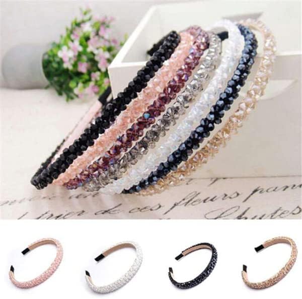 6 Pieces Fashion Hair Accessories Headbands Shinny Crystal Beaded Hair Hoop for Women - Multicolor