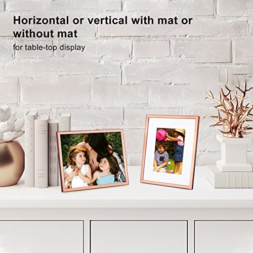 Kinlink 8X10 Picture Frames Rose Gold, Photo Frames With Real Glass For Picture 5X7 With Mat Or 8X10 Without Mat, Composite Wood Picture Frames For Table Top And Wall Mounting - Set Of 4 #TOP3