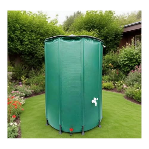 HOFUNTRE Barile for Pioggia Pieghevole， Barile for Raccolta Acqua Piovana，Serbatoio d'Acqua Pieghevole，Adatto for L'uso A Lungo Termine in Ambienti Esterni, Resistente E Durevole(Green,50L)