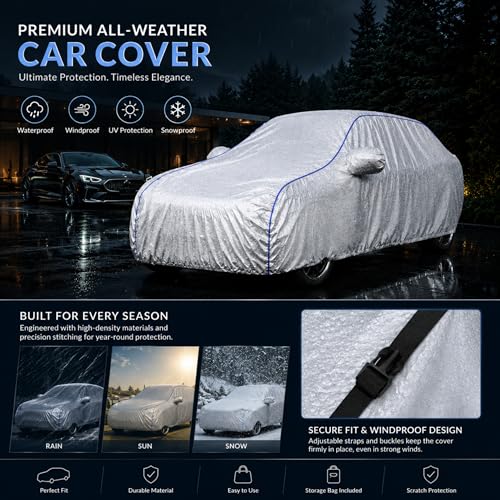 Image of Waterproof Car Cover for Mahindra XEV 9e | All Weather Protection | UV Resistant & Dustproof | Soft Cotton Lining to Prevent Scratches | Triple Stitched with Mirror Pockets & Elastic Hem