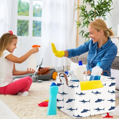 Image of Rectangular Easter Shark Basket,Collapsible toy box for kids,easter gift basket, Nursery Hamper for Shelve Toy Box,Shelf Basket(Shark)