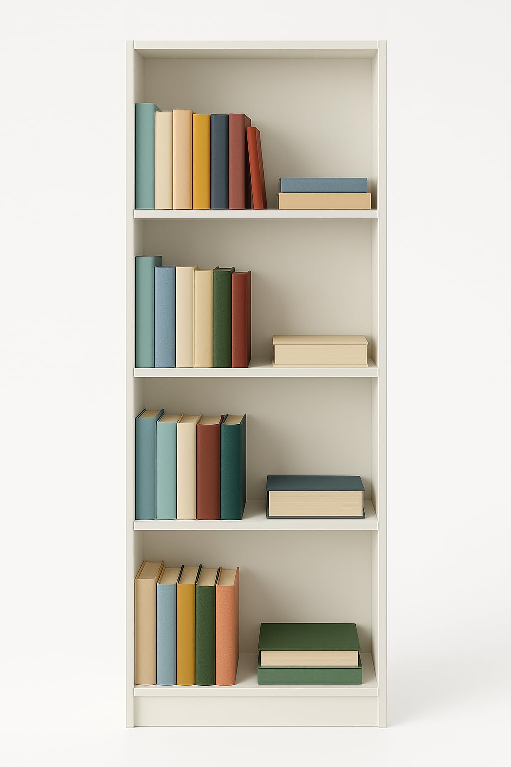eacommerce - Libreria Scaffale in Legno Melaminico | 4 Ripiani Verticali per Libri e oggetti | Facile da Assemblare | Resistente e Duratura, 60x24x170H cm - Colore Bianco