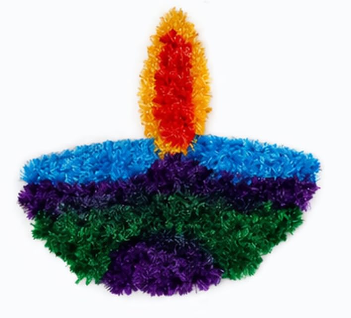 Mercy Wool Rangoli Mat Diya, Multicolour, Woolen, Reusable, Washable, Lightweight, for Diwali and Festivals, 15 * 15 cm in Size, Pack of 6 (Purple Green)-picture-32