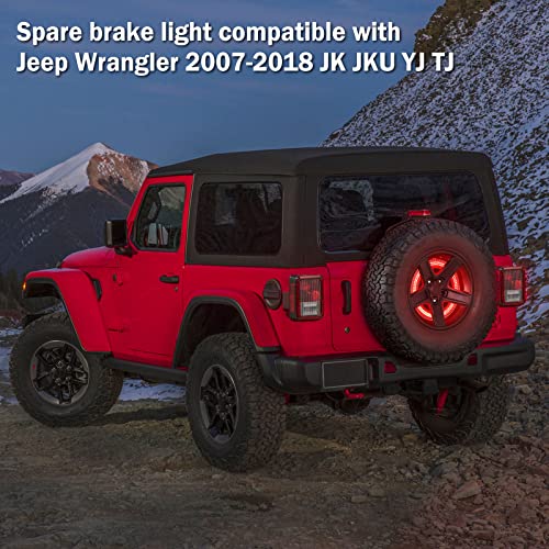 Bordan Spare Tire Brake Light For Wrangler Jk Jku Plug & Play Third Brake Light 3-Side Wheel Light Led Ring Compatible With Jeep Wrangler 2007-2018 Jk Jku Yj Tj #TOP6