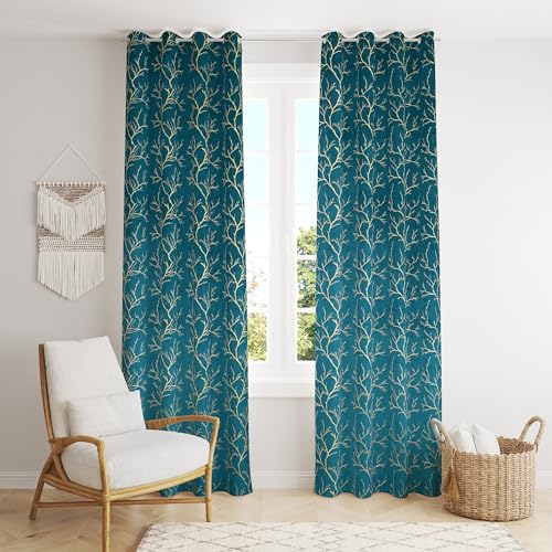 Image of Homefab India Velvet Curtains Room Darkening - Long Door 9 feet, Pack of 2 Panels, Aqua Blue