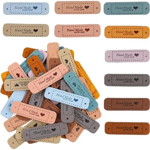 Lot de 60 étiquettes en cuir personnalisées Faites à la Main pour...