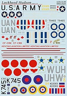 Print Scale 72-186 - 1/72 Decal for Lockheed Hudson (Aircraft Wet Decal)