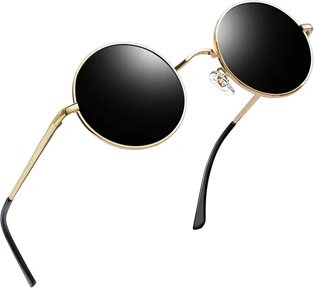 Runda Solglasögon Herr Dam UV400 Polariserade Retro Vintage Unisex