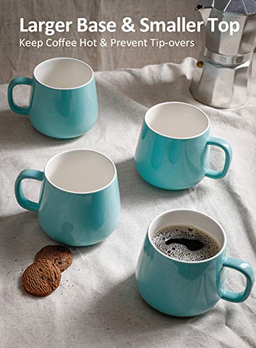 Teocera Ceramic Coffee Mug Set of 4-12 oz Coffee Mugs with Large Handles for Hot or Cold Drinks Like Latte, Cocoa, Tea or Juice - Smooth Ceramic, Dishwasher Safe, Turquoise - Image 5
