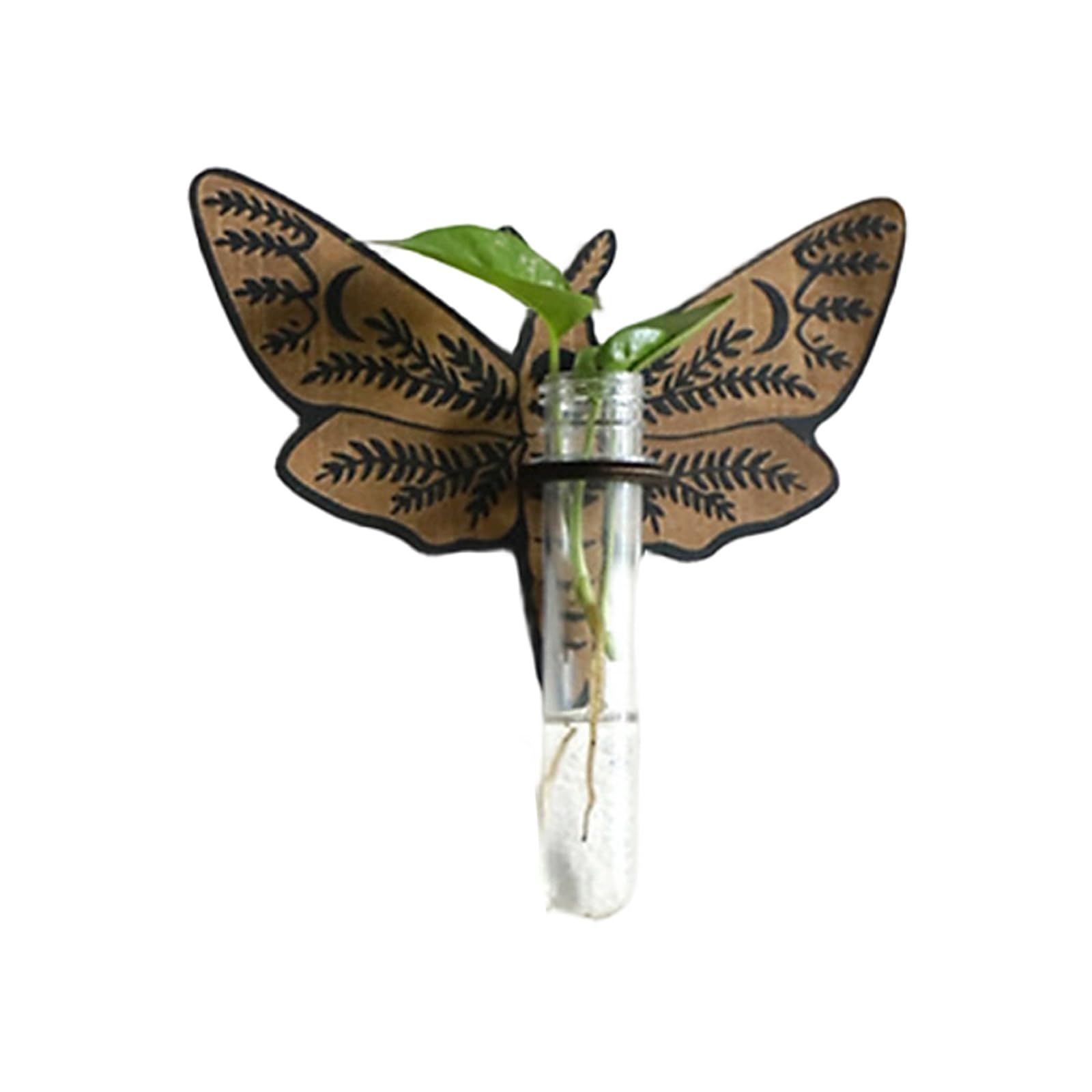 carotoe Natural Wood Wall Mounted Shelf for Hanging Plant Featuring Artistic Butterfly Cutout Pattern Wooden Plant Shelf