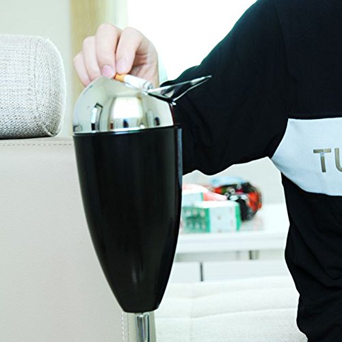 Frjjthchy Creative Curvable Floor Standing Ashtray With Windproof Lid Cigar Ashtray (Black) #TOP5