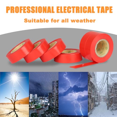 Image of Red Electrical Tape, UL Approved, Industrial Grade Vinyl Electrical Insulating Tape, Electric Tape for Improvement Electrical Equipment, 0.7in X 33ft(6 Pack)