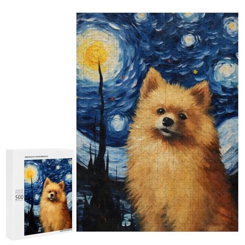 Puzzle 500 PCS Pomeranian Starry Night pour adultes et adolescents