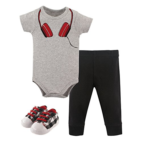 Image of Little Treasure Unisex Baby Cotton Bodysuit, Pant and Shoe Set