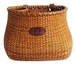 Makimoo Bike Basket for Women's Beach Cruiser or Scooter The Original Wicker Bicycle Baskets with Built in Cup Holder for Front Handlebar-Classic Vintage Style Handmade Natural Rattan Wicker