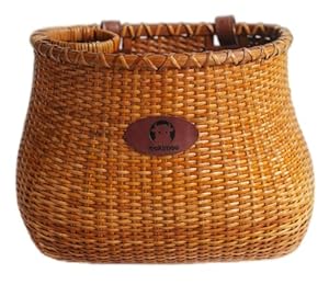 Makimoo 21324 Rattan Fahrradkorb mit Getränkehalter