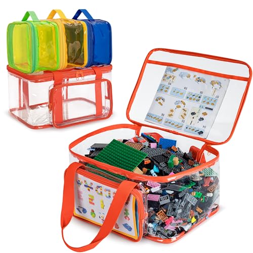 Rexmica 4 Piezas Bolsa de Almacenamiento de Juguetes Impermeable y Transparente, Organizador de Viaje Ideal para Viajes, Bloques de Construcción, Juguetes Magnéticos, Juegos de Mesa y Rompecabezas Rexmica 4 Piezas Bolsa de Almacenamiento de Juguetes Impermeable y Transparente, Organizador de Viaje Ideal para Viajes, Bloques de Construcción, Juguetes Magnéticos, Juegos de Mesa y Rompecabezas