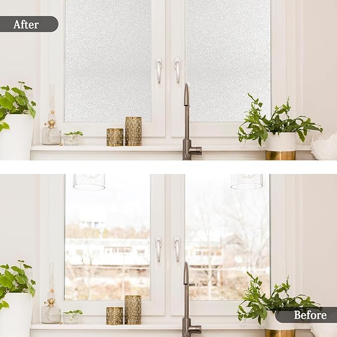 Image of SIA VENDORS Window Privacy Decorative Stained Glass Window Decal Tint Film, Adhesive Static Cling Sun Blocking Window Stickers, Door Window Covering for Home (12IN' x 10FT', Crystel Frost)