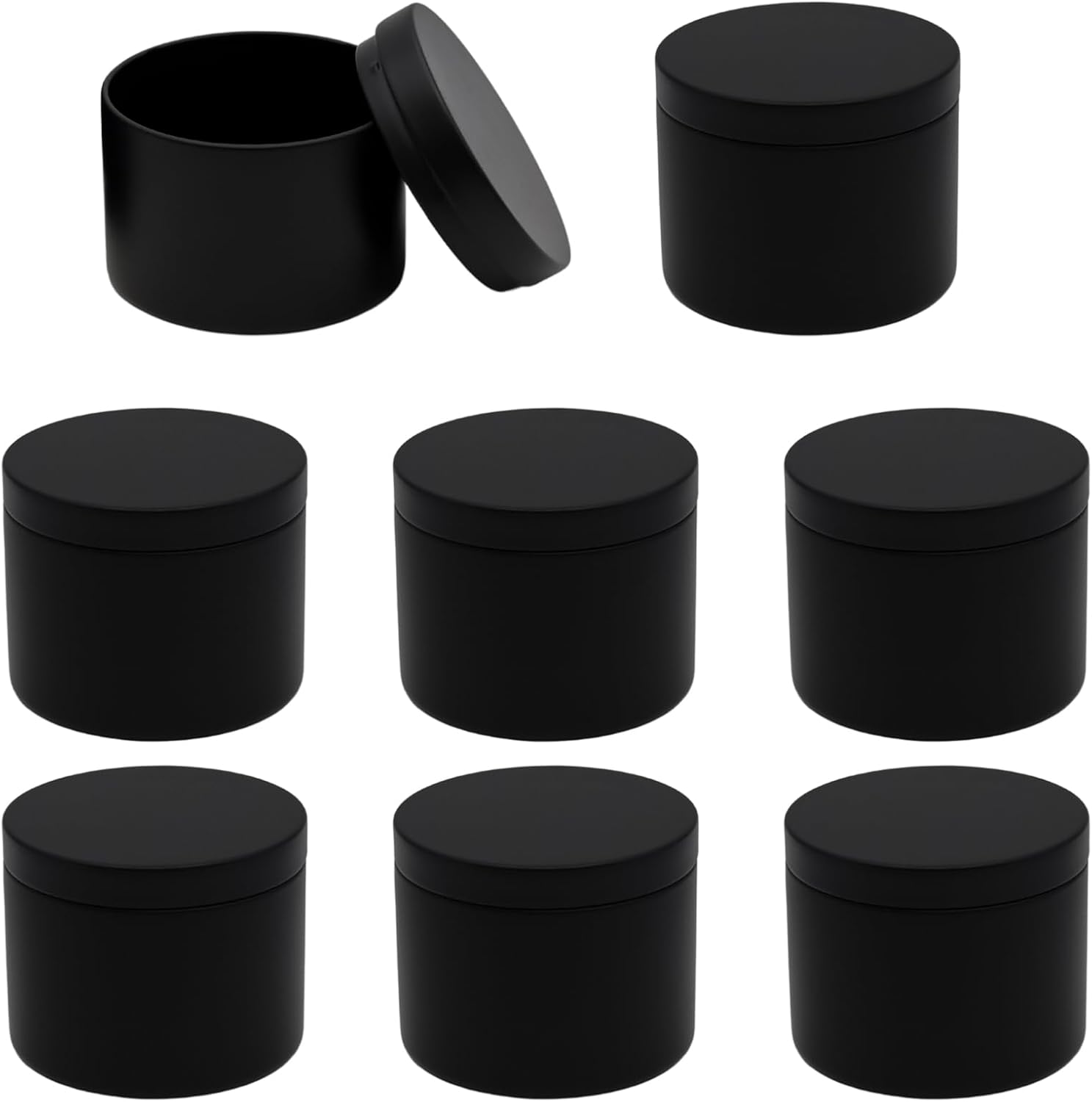 JAKOUE 4pcs Black 8oz Candle Tins with Lids - Premium Metal Candle Jars for DIY Craft, Wax Melts & Small Business (Leak-Proof Candle Containers) 80mm*60mm/3.15"*2.36"