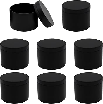 JAKOUE 8pcs Black 4oz Candle Tins with Lids - Premium Metal Candle Jars for DIY Craft, Wax Melts & Small Business Leak-Proof Candle Containers 65mm*45mm/2.56"*1.78"