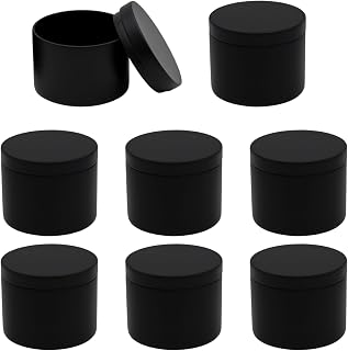 JAKOUE 8pcs Black 4oz Candle Tins with Lids - Premium Metal Candle Jars for DIY Craft, Wax Melts & Small Business (Leak-Proof Candle Containers) 65mm*45mm/2.56"*1.78"