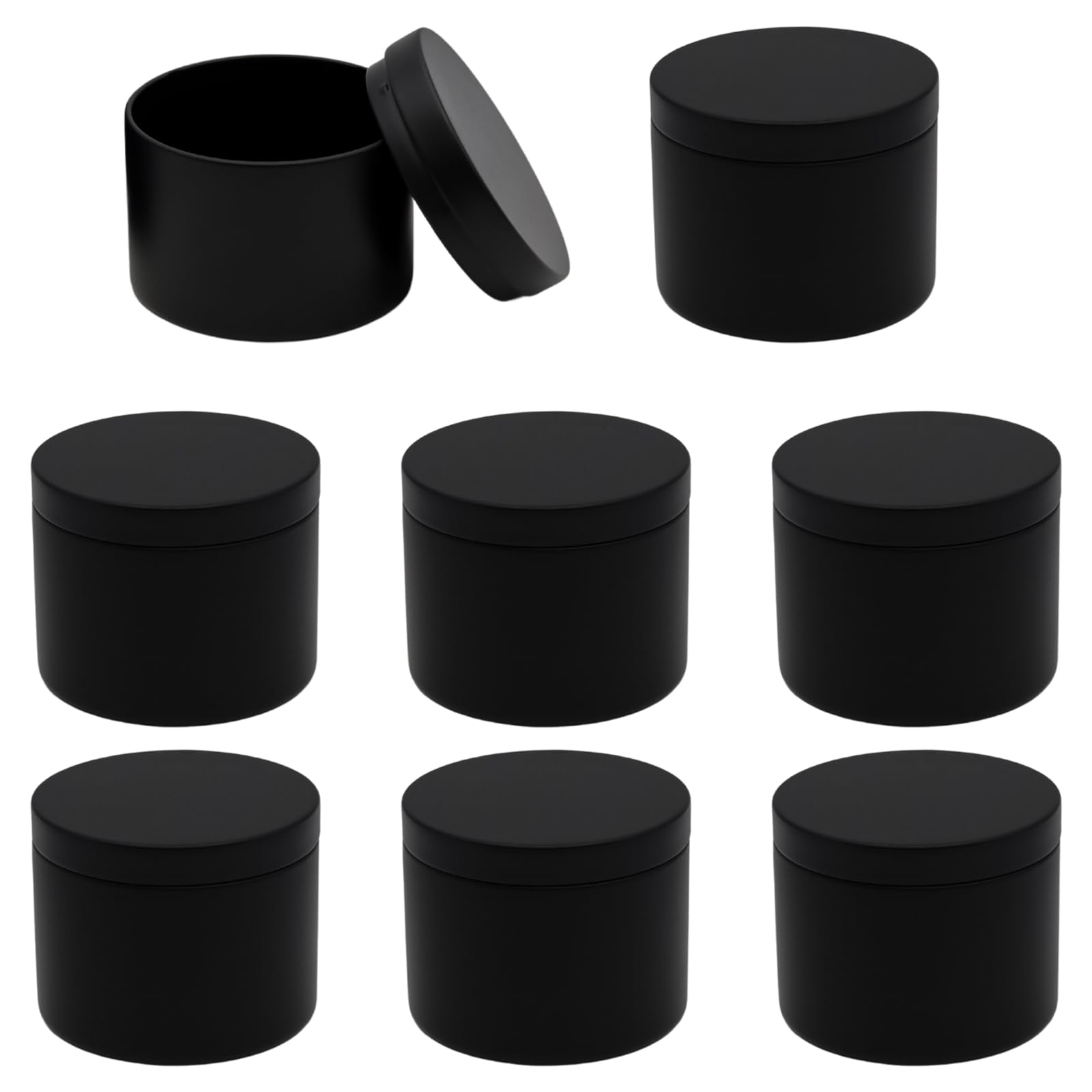 JAKOUE 8pcs Black 4oz Candle Tins with Lids - Premium Metal Candle Jars for DIY Craft, Wax Melts & Small Business (Leak-Proof Candle Containers)65mm*45mm/2.56